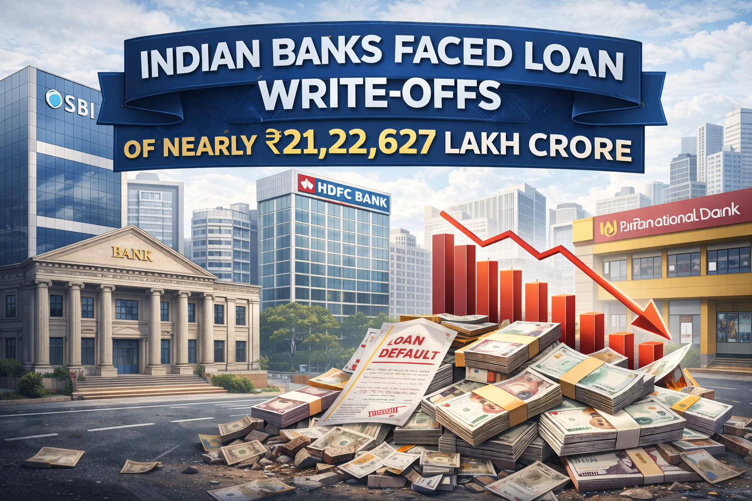 Indian Banks Faced Loan Write-Offs of Nearly ₹21,22,627 Lakh Crore