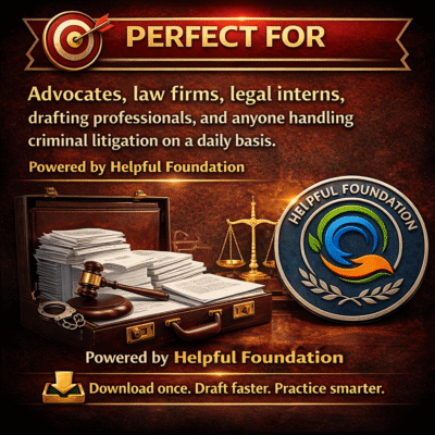 Informational image displaying the contents of the Criminal Legal Drafting Bundle, including affidavit formats, bail applications, criminal appeals, BNSS drafts, court formats, and legal notices.