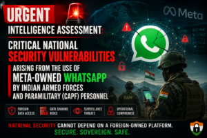 Digital Perimeter report highlighting national security risks associated with the use of commercial messaging platforms like WhatsApp by Indian Armed Forces and CAPF personnel.
